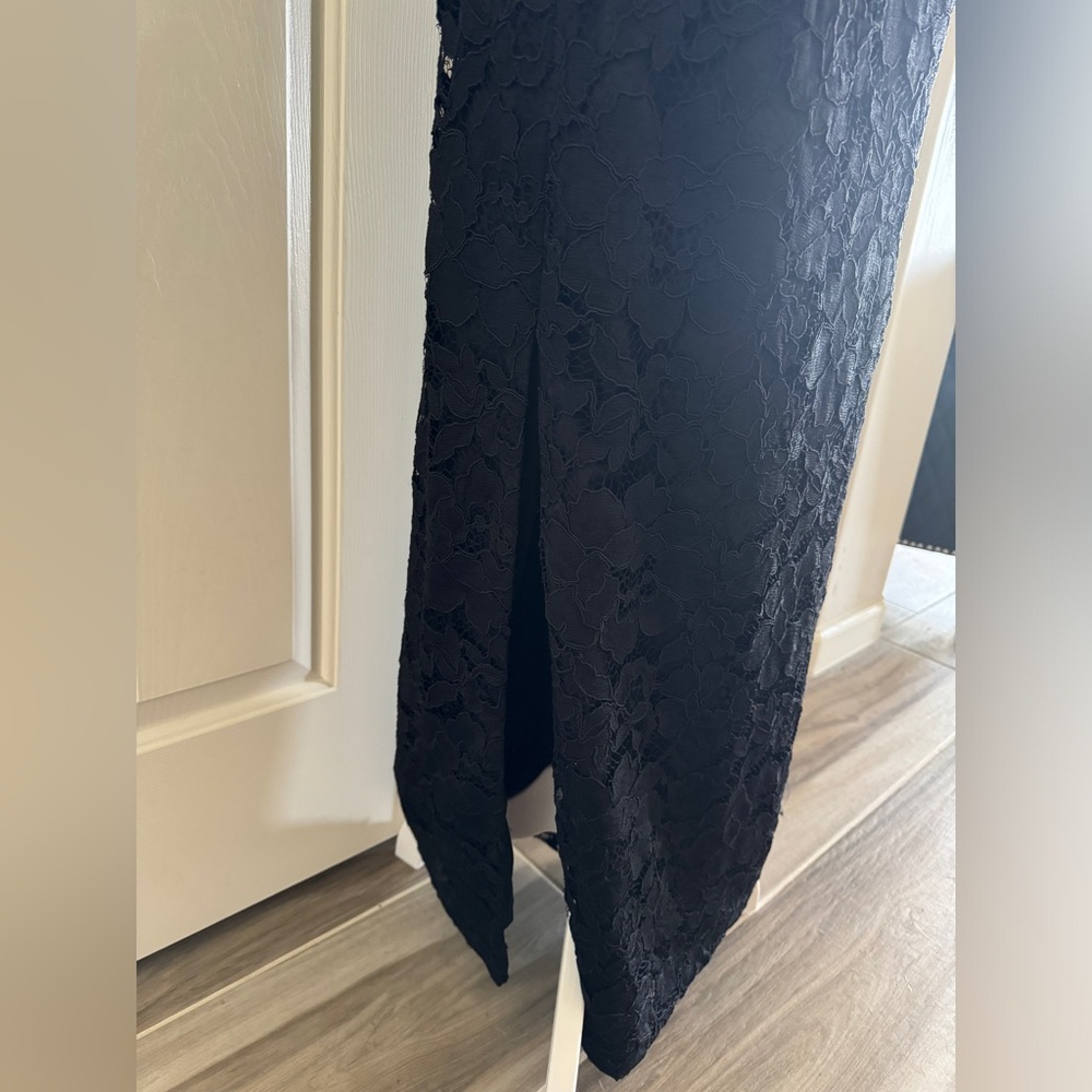 Aidan Mattox Brocade Lace Strapless Gown - Picture 4 of 6